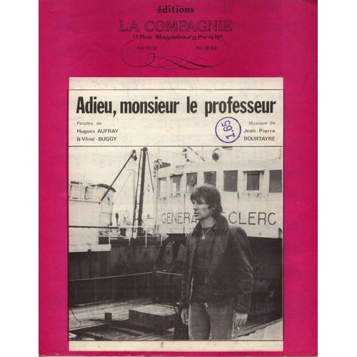 Hugues Aufray  Partition  Adieu Monsieur Le Professeur