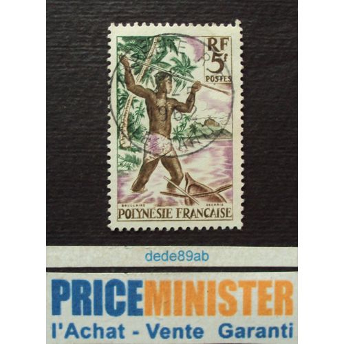 Polynésie Française.. 5f R F  Pêcheur Tahitien . Oblitéré.