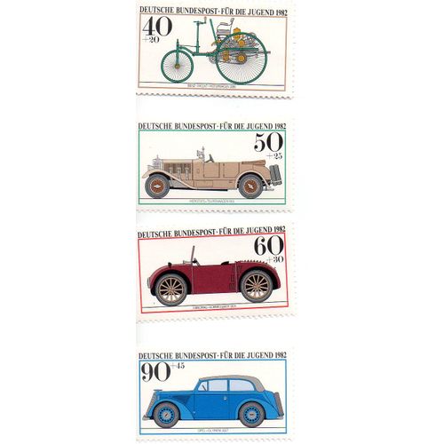 Allemagne 1982 - 4 Timbres Neufs, Thème Automobile Voitures Anciennes