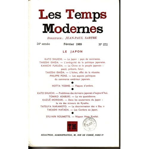 Les Temps Modernes N° 272  Le Japon  Directeur Jean-Paul Sartre