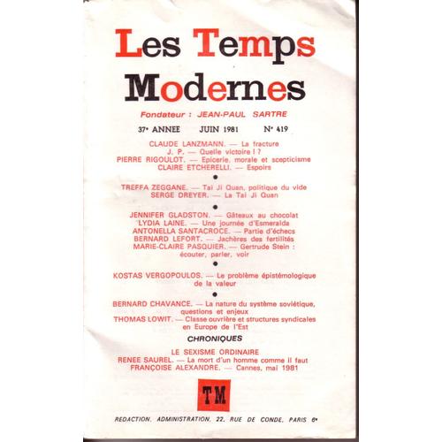 Les Temps Modernes N° 419  Fondateur Jean-Paul  Sartre