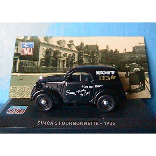 Simca 5 Fourgonnette Tolee 1936 Ixo 1/43 Noir Noire Altaya Black-Ixo
