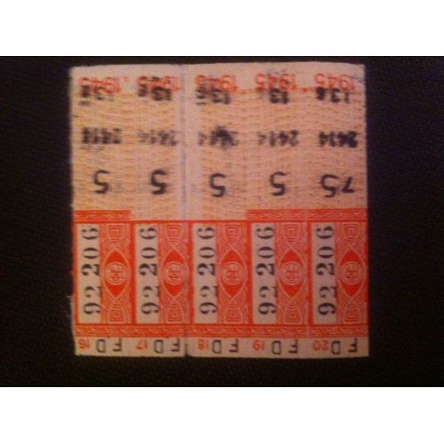 5 Tickets De Métro (Faisant Partie D'un Carnet De 20) Des Chemins De Fer, Metropolitain De Paris, Réseau Routier