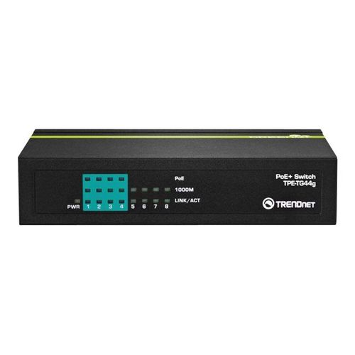 TRENDnet TPE TG44g - Commutateur - 4 x 10/100/1000 (PoE+) + 4 x 10/100/1000 (PoE+) - de bureau - PoE+ - Conformité TAA