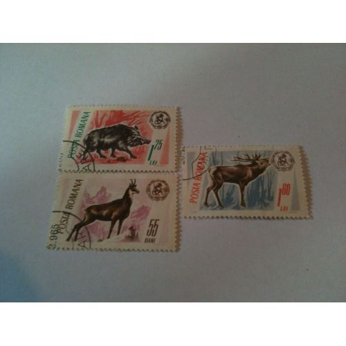 Lot De 3 Timbres Gibier Roumanie 1965