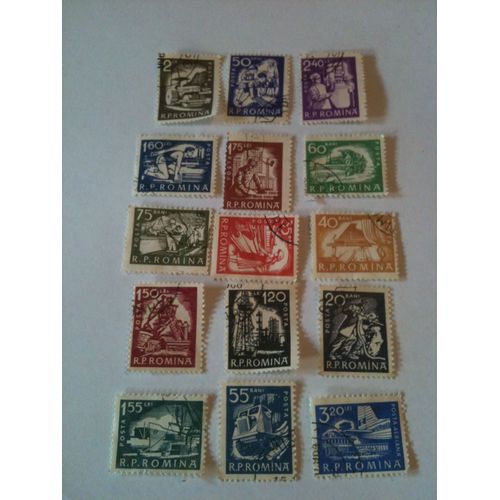 Lot De 15 Petits Timbres Industrie Roumanie