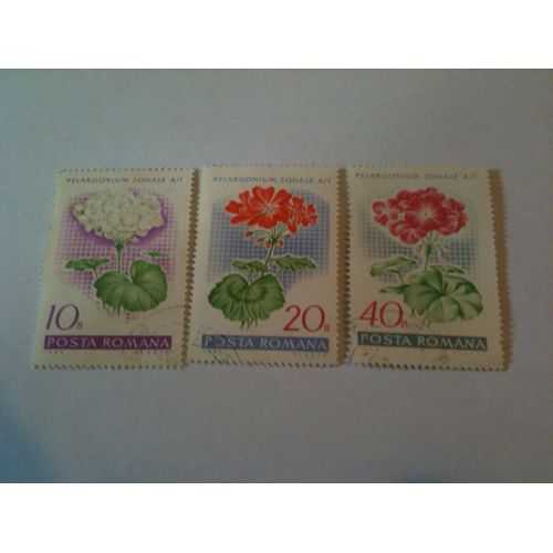 Lot De 3 Timbres Fleurs Roumanie 1968