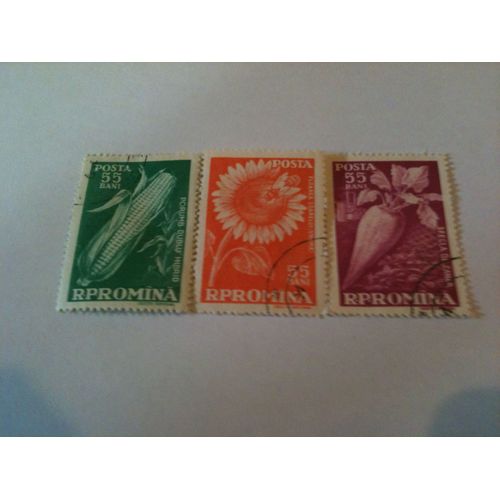 Lot De 3 Timbres Cultures Agricoles Roumanie