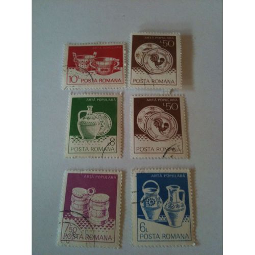 Lot De 6 Timbres Arta Populara Roumanie