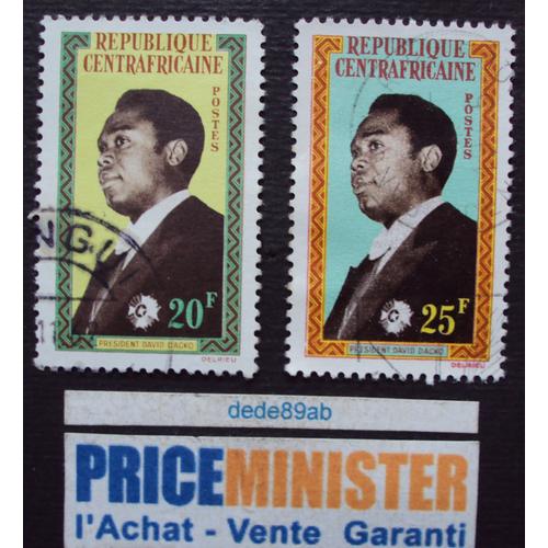 République Centrafricaine.. 2 Timbres 20f & 25f Président David Dacko . Oblitérés.