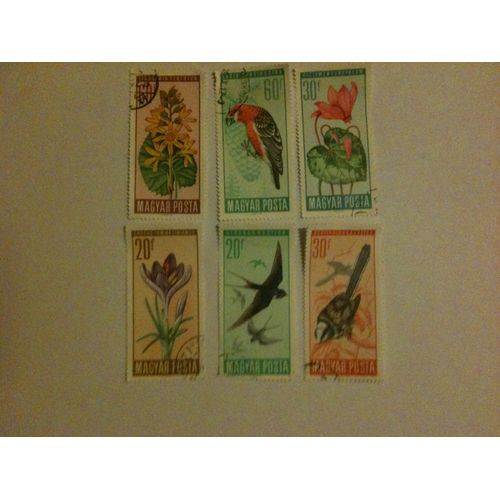 Lot De 6 Timbres Faune Et Flore Hongrie