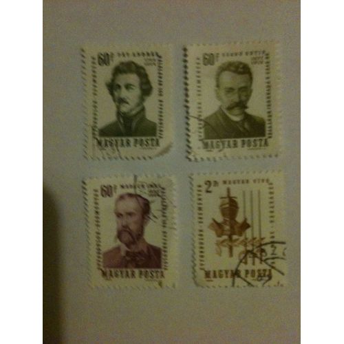 Lot De 4 Timbres Inventeurs Et Inventions Hongrie 1964