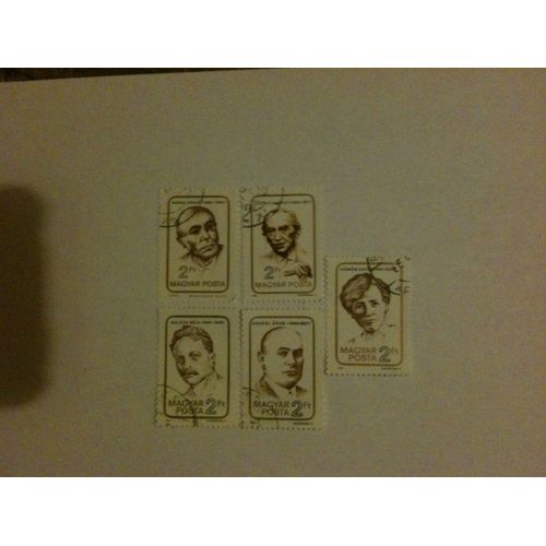 Lot De 5 Timbres Personnages Historiques Hongrie 1984