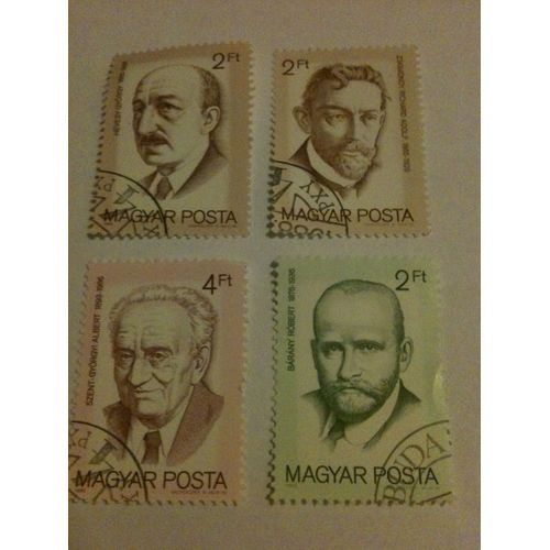 Lot De 4 Timbres Personnalités Historiques Hongrie 1988