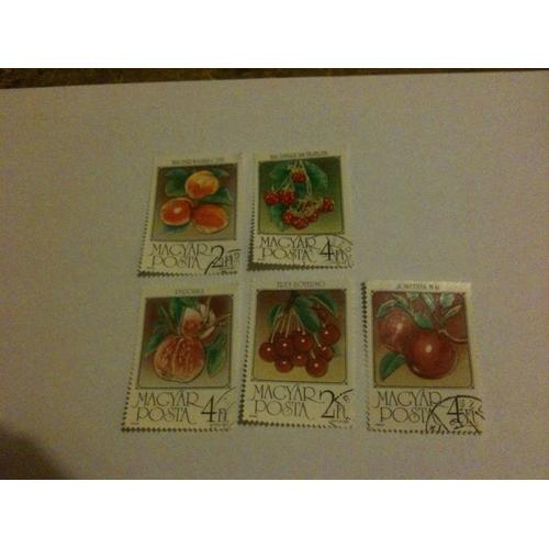 Lot De 5 Timbres Fruits Hongrie 1986