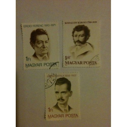 Lot De 3 Timbres Personnages Historiques Hongrie 1980