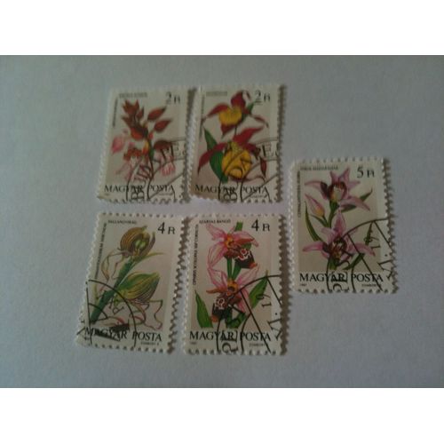 Lot De 5 Timbres Fleurs Hongrie 1987