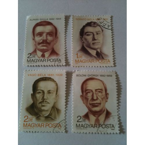 Lot De 4 Timbres Personnages Historiques Hongrie 1981/1982