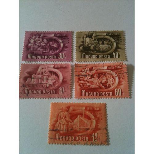 Lot De 5 Timbres Travailleurs Hongrie
