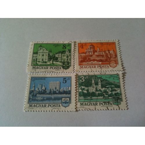 Lot De 4 Timbres Villes De Hongrie