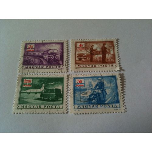 Lot De 4 Timbres Porto Hongrie 1973