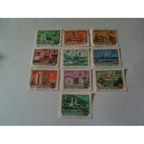 Lot De 10 Timbres Villes De Hongrie