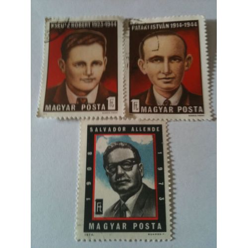 Lot De 3 Timbres Personnages Historiques Hongrie 1974