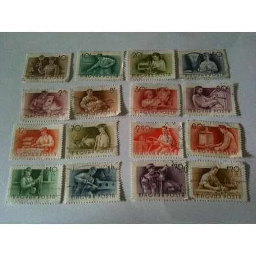 Lot De 16 Timbres Travailleurs Hongrie