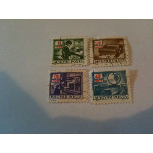 Lot De 4 Timbres Travail Hongrie 1972