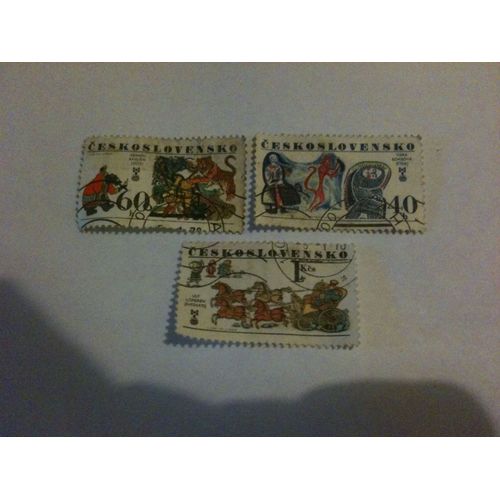 Lot De 3 Timbres Art Tchécoslovaquie 1977