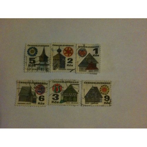 Lot De 6 Petits Timbres Monuments Tchécoslovaquie 1971/1972