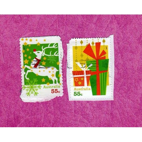 Lot De 2 Timbres Australia Australie Noël