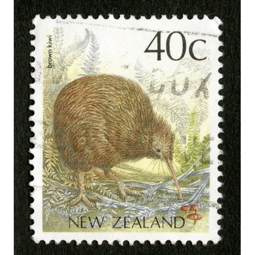 Timbre Oblitéré New Zealand, Brown Kiwi, 40 C