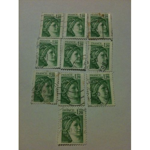 Lot De 10 Timbres Sabine 1.20 Francs France 1980
