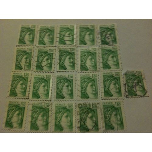 Lot De 21 Timbres Sabine 1 Francs France 1978