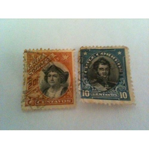 Lot De Deux Timbres Personnalités Historiques Chili