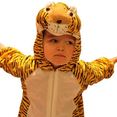 Costume Deguisement Enfant Combinaison Tigre Capuche Fête Halloween Cosplay Animale Animaux Soirée Festival Carnaval