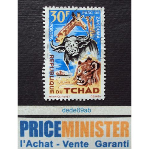 Tchad.. 30f Protection De La Faune : Girafe,Buffle,Lion. Parc De Zakouma . Oblitéré.