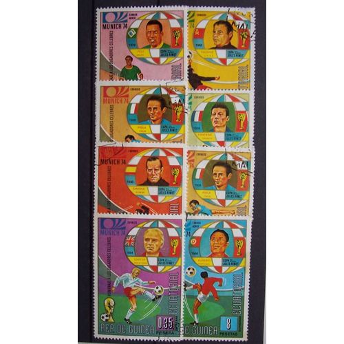 Série 8 Timbres Football  Guinée Munich 1974