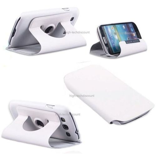 Housse Etui Coque 360° Blanc Rotatif Pour Samsung I9305 Galaxy S3 4g + Film Écran
