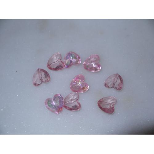 Perles Coeurs Rose À Facettes