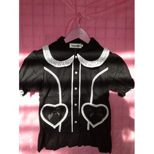 Chemisier Dentelle Tenue Gothique Lolita Punk Emo Baroke Cosplay Noir Et Blanche