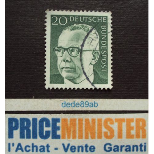 Allemagne.. 20 Deutsche Bundespost. Gustav Heinemann (1899-1976) . Oblitéré.