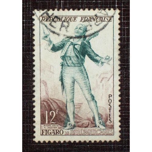 France N° 957 Oblitéré De 1953 - 12f Brun-Lilas Et Vert-Bleu « Théâtre Français : Figaro, De Beaumarchais »