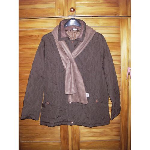 Parka + Écharpe Claire Neuville ,Coloris Chocolat Et Moka Ton Sur Ton ,Taille 46/48 .