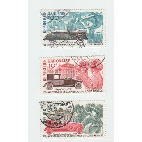 Gabon- 100 Eme Anniversaire De La Naissance De Louis Renault - 3 Timbres