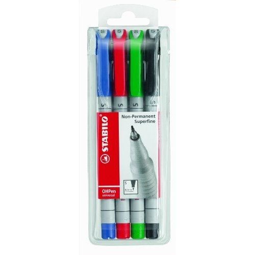 Stabilo Feutre Pour Transparents Ohpen Universel, ¿Tui De 4,