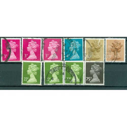 Royaume-Uni - Emissions Courantes Type Aq -10 Timbres Divers Oblitérés