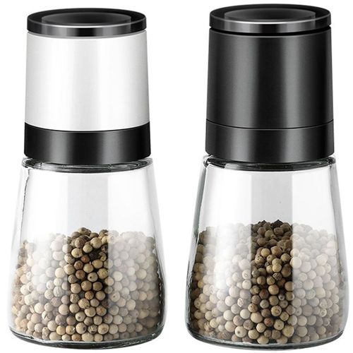 Moulin À Sel Et Poivre Deluxe, Lot De 2, Rechargeable, Avec Motifs Noir Et Blanc