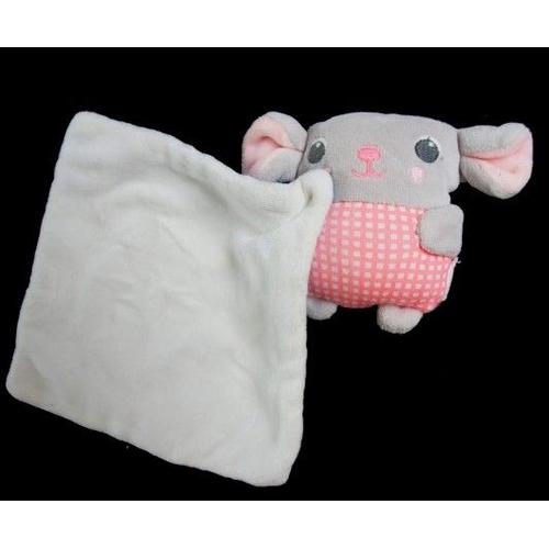 Doudou Peluche Souris Du Pareil Au Meme Dpam Gris Rose Mouchoir Carré Blanc